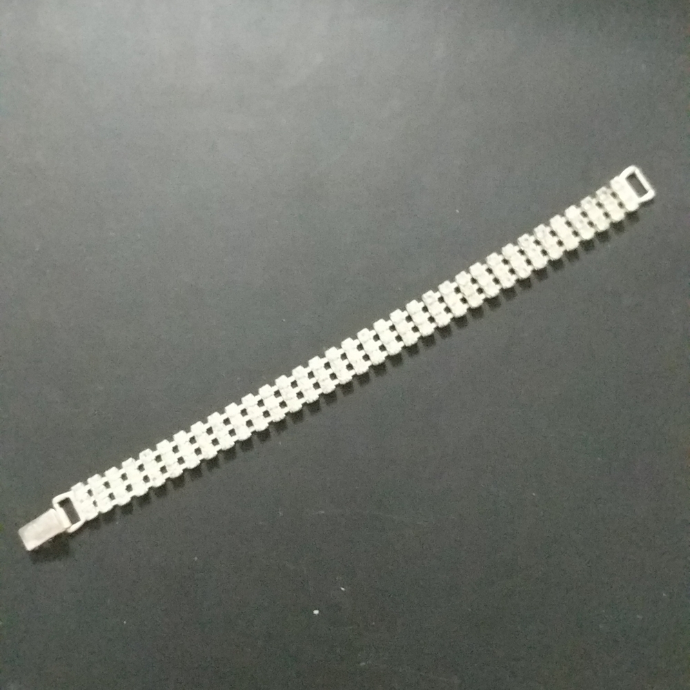 Silver Tone Clear Rhinestone Statement Tennis Bracelet